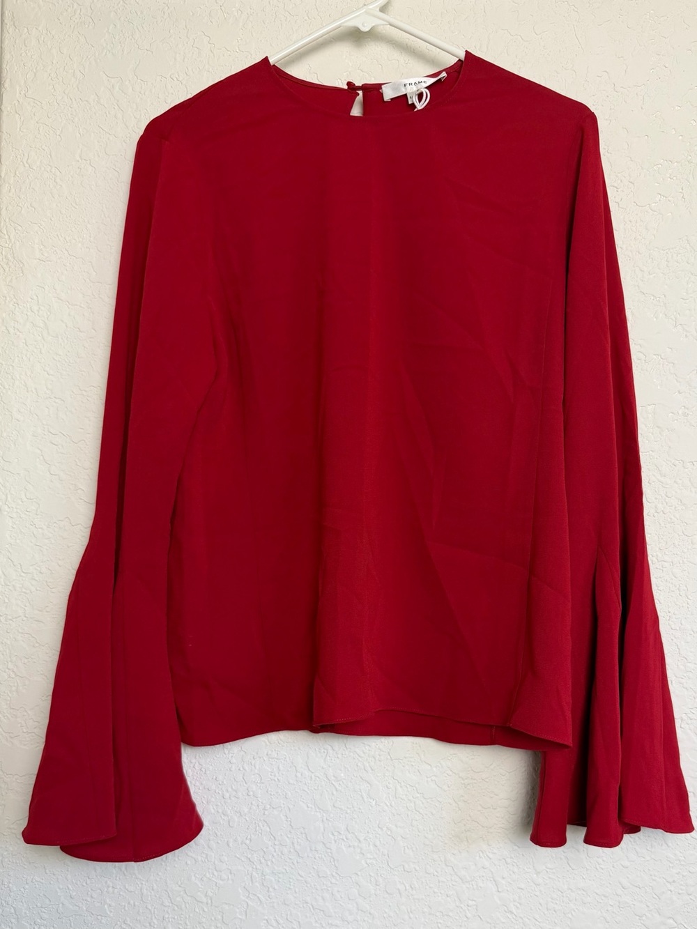Frame Denim Red Bell-Sleeve Blouse